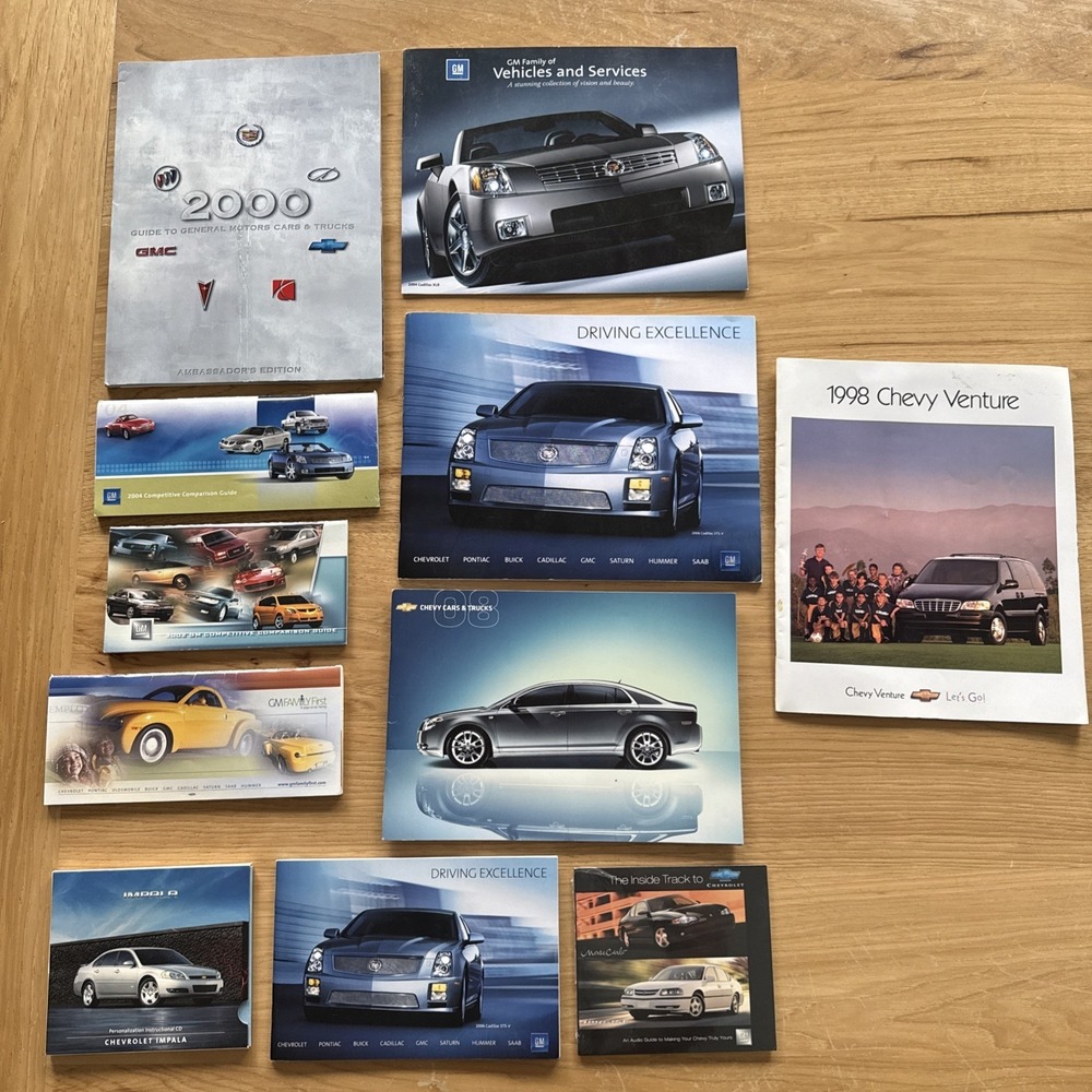 10 General Motors / Chevy Car Brochure / Product Guides + 2 CDs Mixed Lot 2000's